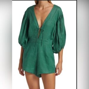 SWF Linen Puff-Sleeve Romper
Size L
